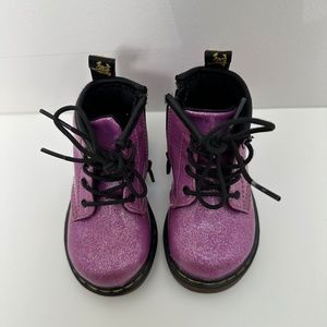 Dr. Martens 1460 4-Eye Pink Glitter Lace Up Boot Baby Toddler Size 5